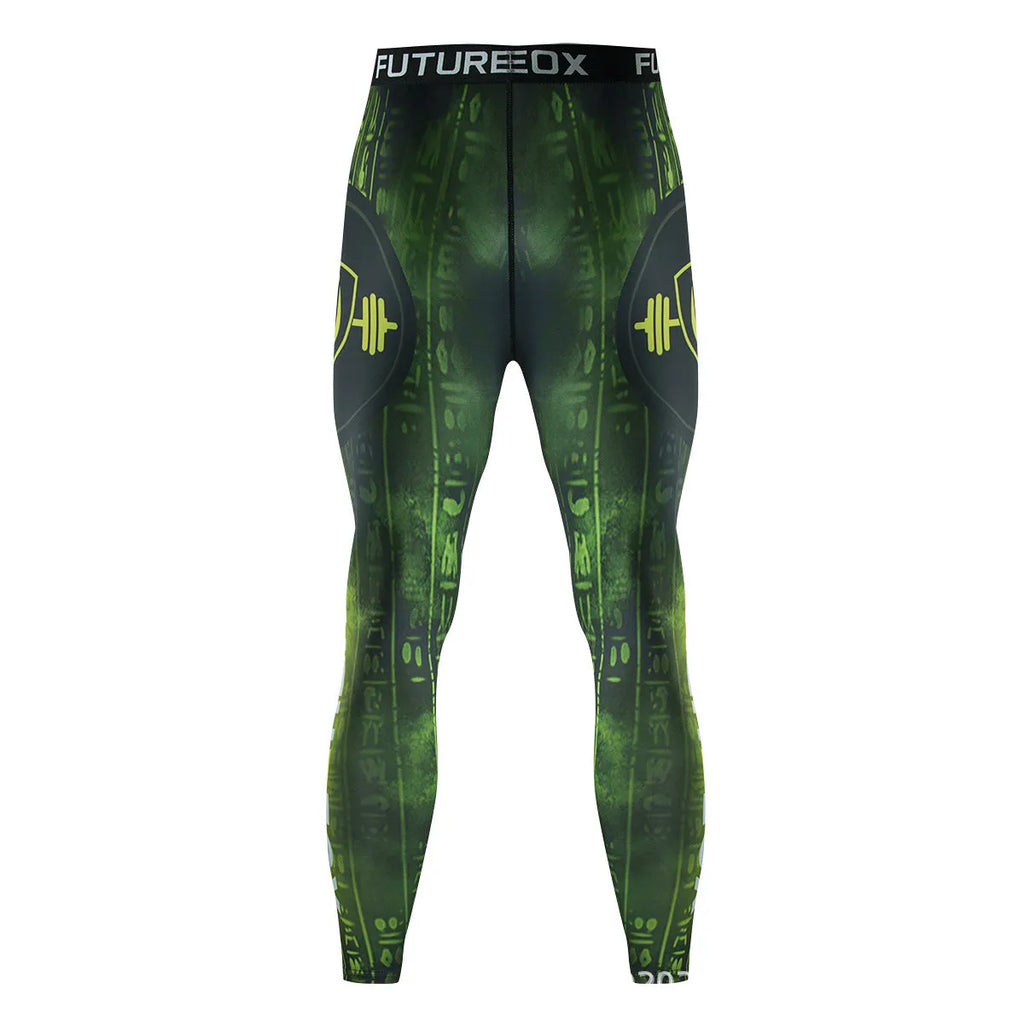 Men's slim fit long sleeve sports top and trousers set, ZF016 style with print pattern.