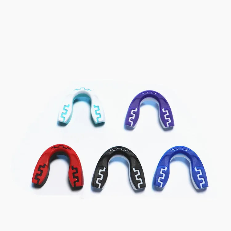 Adult boxing mouthguard with printed tooth design for Sanda and Taekwondo in three colour variations