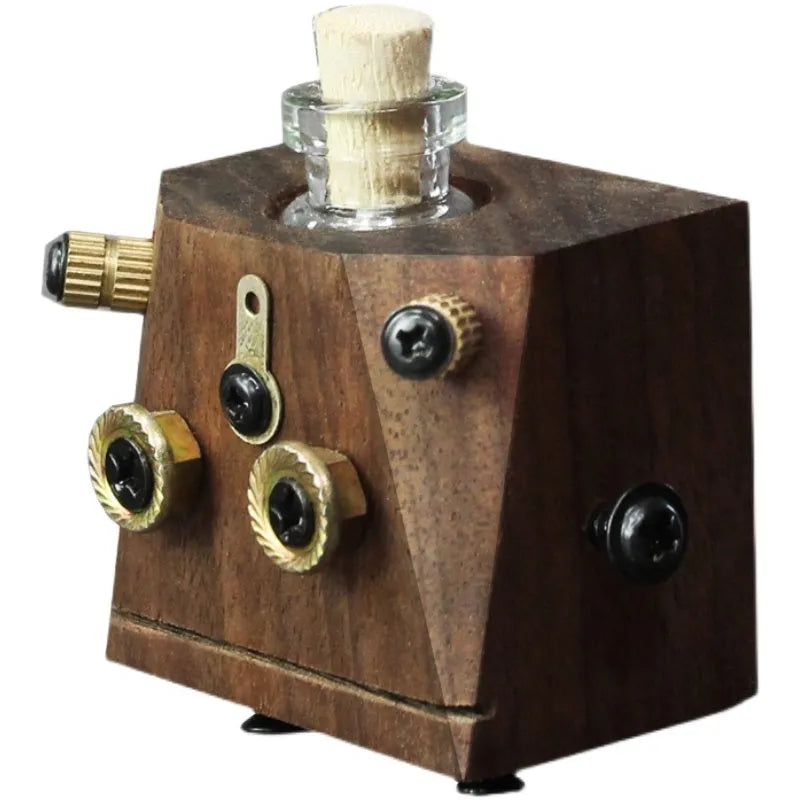Square wooden robot car decoration ornament with essential oil bottle set in creative trend style