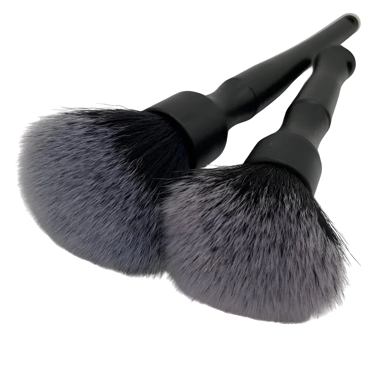 Black car detailing brush with ultra-soft pig hair bristles and a PP plastic handle.