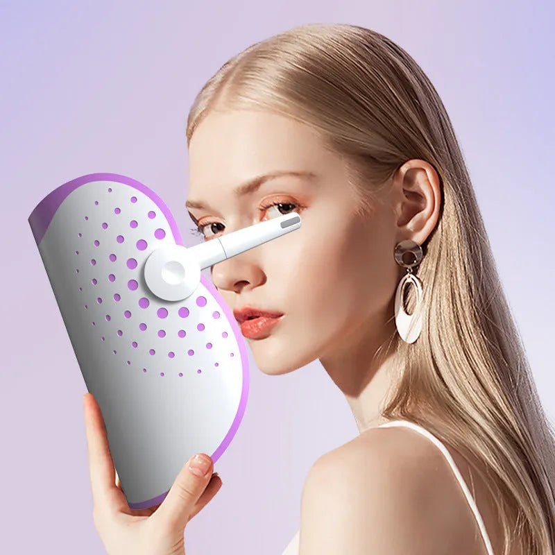White and purple photon IPL beauty mask device for home facial treatment.
