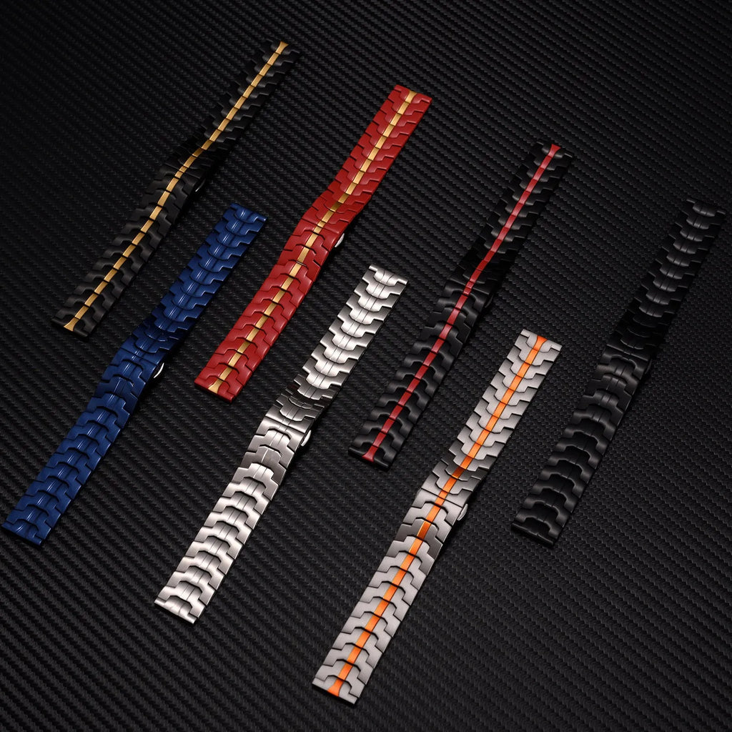 Stainless steel watch band for Samsung Galaxy Watch in silver and black colour options