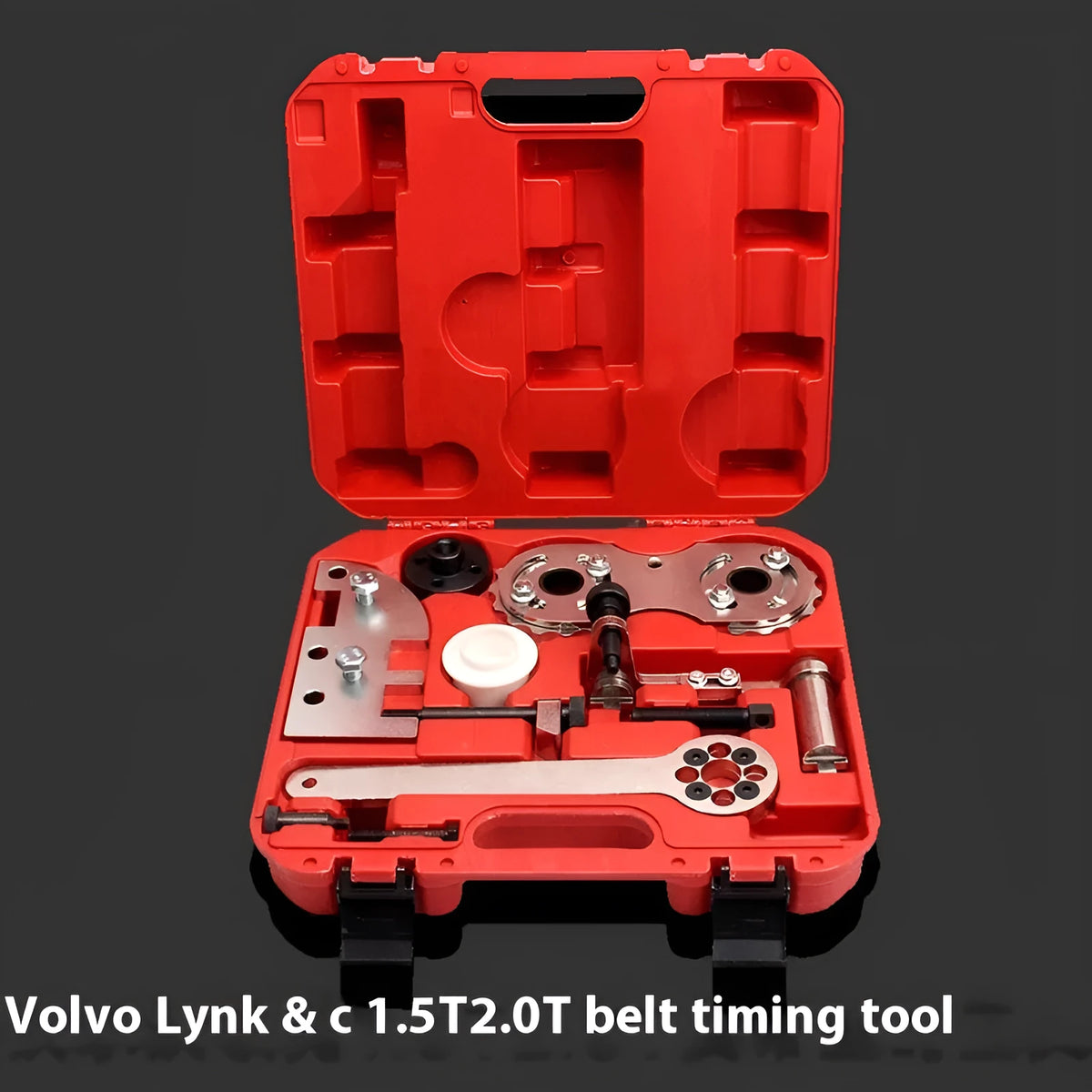 Volvo 2.0T 1.5T engine timing tool set in high carbon steel, red, 405 x 360 x 120 mm
