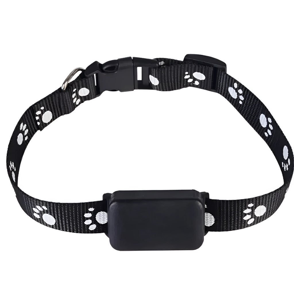 Black GPS pet tracker with ABS casing and USB charging port