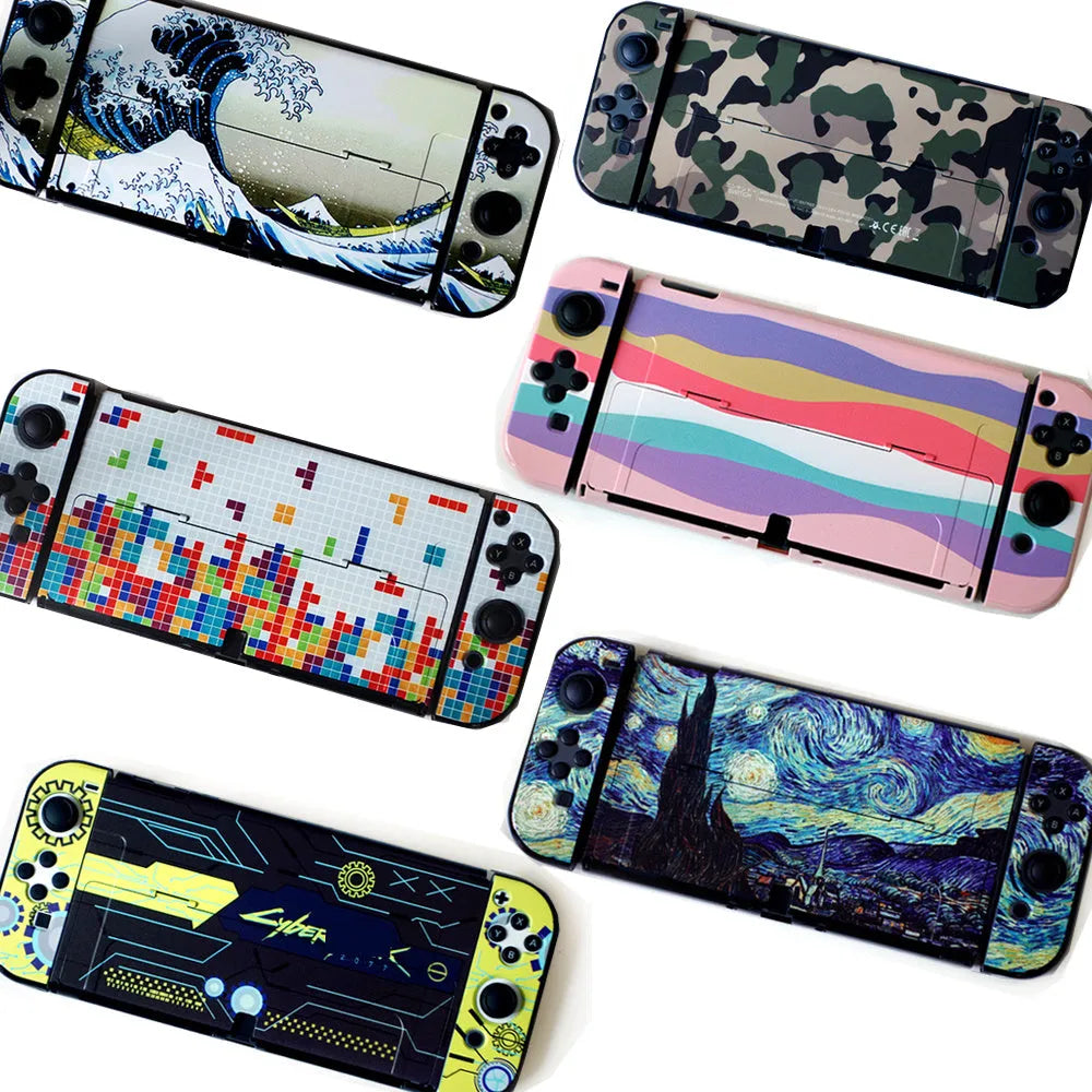 Nintendo Switch OLED hard case in various patterns with crystal shell protection