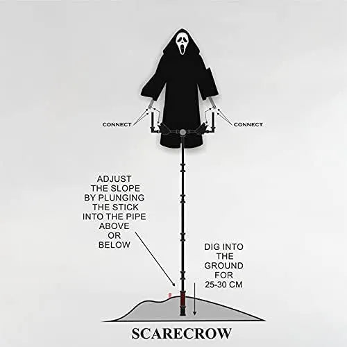Halloween skull screaming scarecrow decoration, plastic skull prop, 70 x 40cm, for home and garden