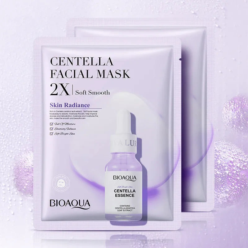 Collagen face mask sheet in sachet with 30g collagen, hyaluronic acid, vitamin C or Centella Asiatica formula