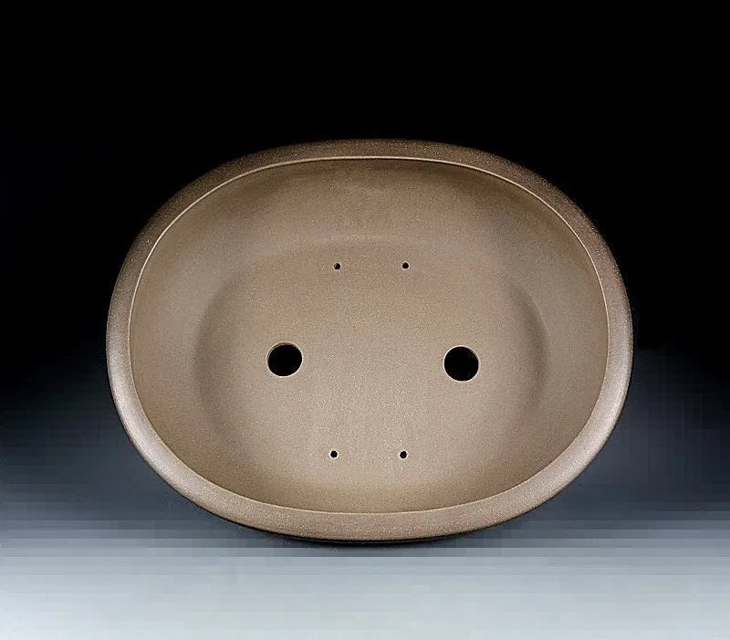 Handmade oval purple sand flowerpot with black mud design measuring 50x39.5x16cm