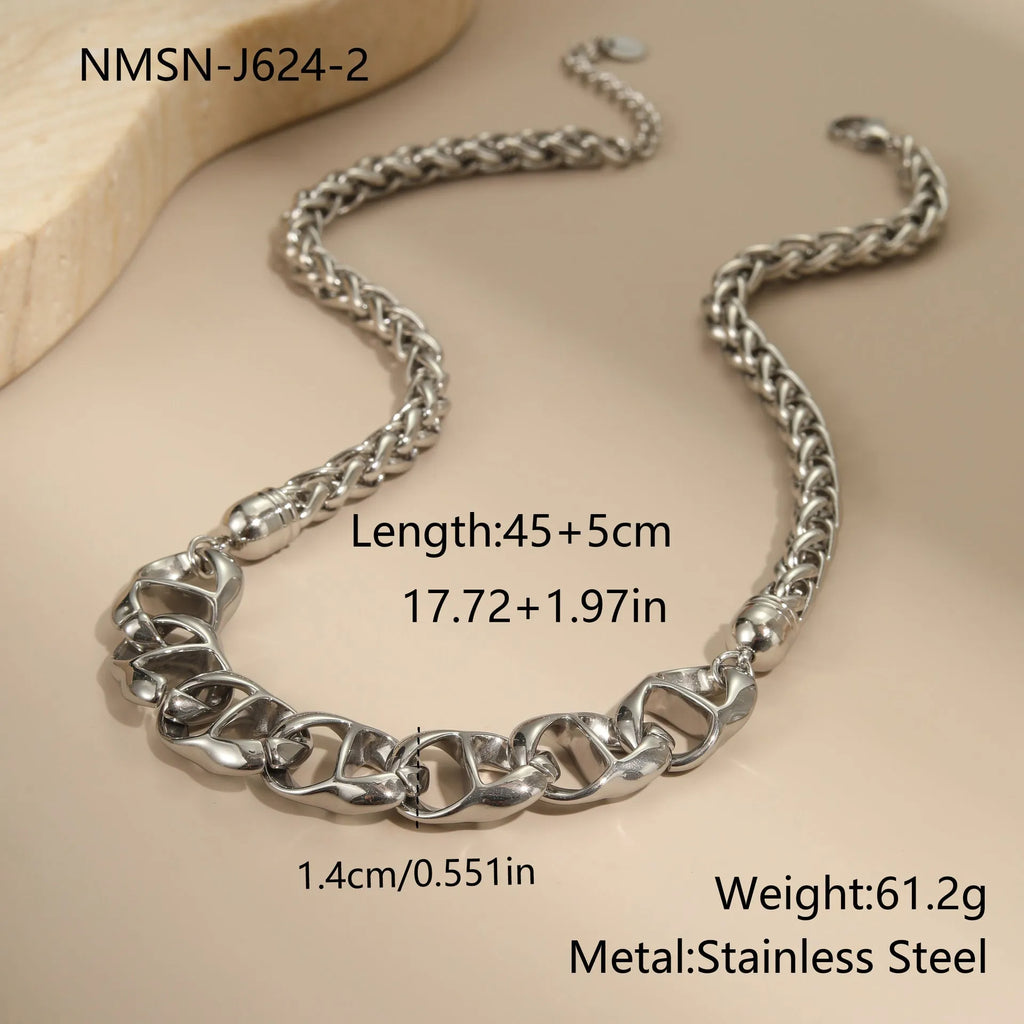 Stainless steel geometric necklace with 18K gold plating in gold and steel colour options