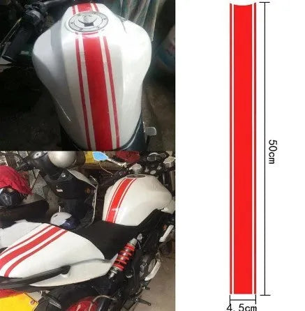 Motorcycle gas tank lid reflective pinstripe sticker in 50cm PET strip for DIY customisation
