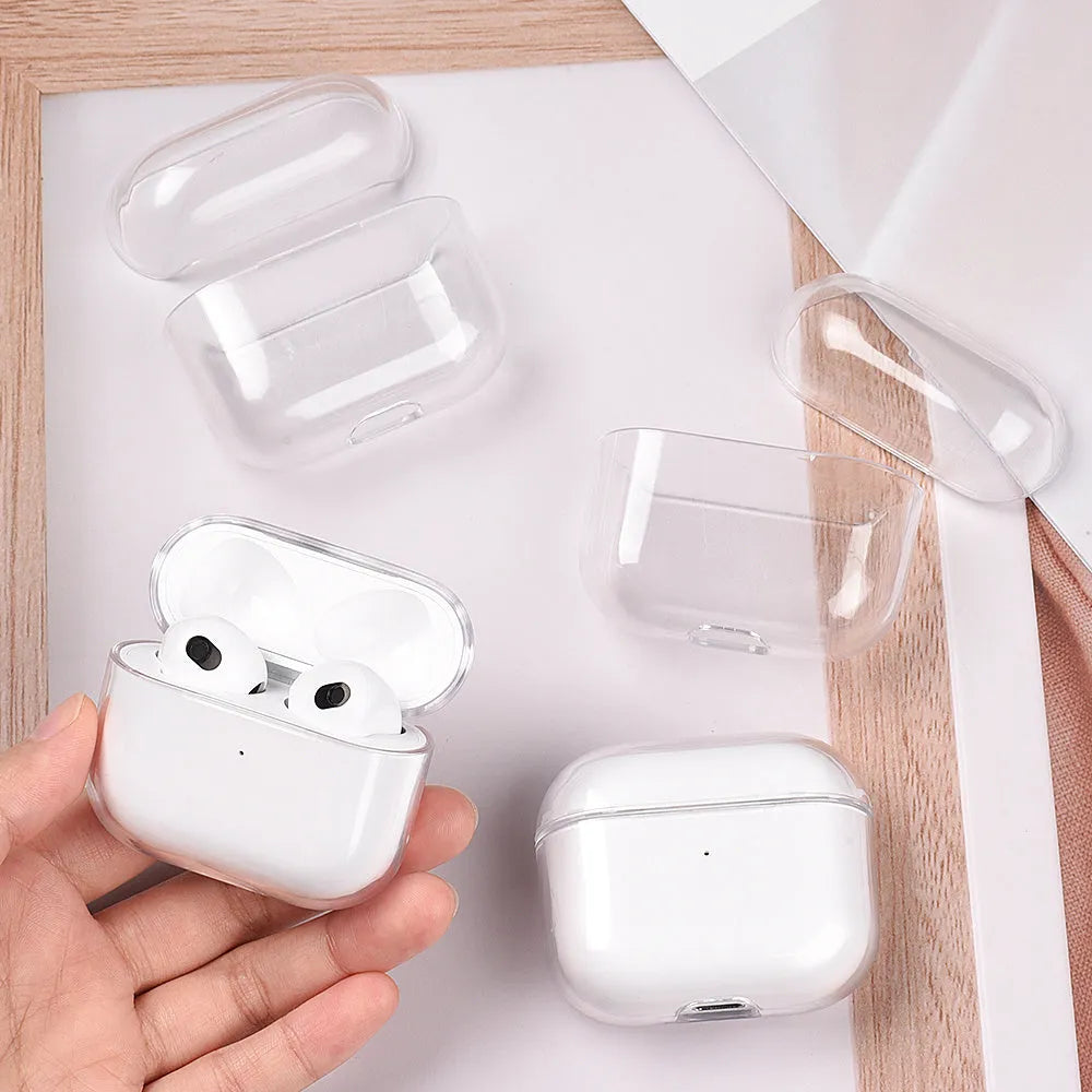 Transparent PC hard shell case for AirPods 1 2 3 Pro and Pro 2 charging box, 1.8mm thick, 48x56x24mm