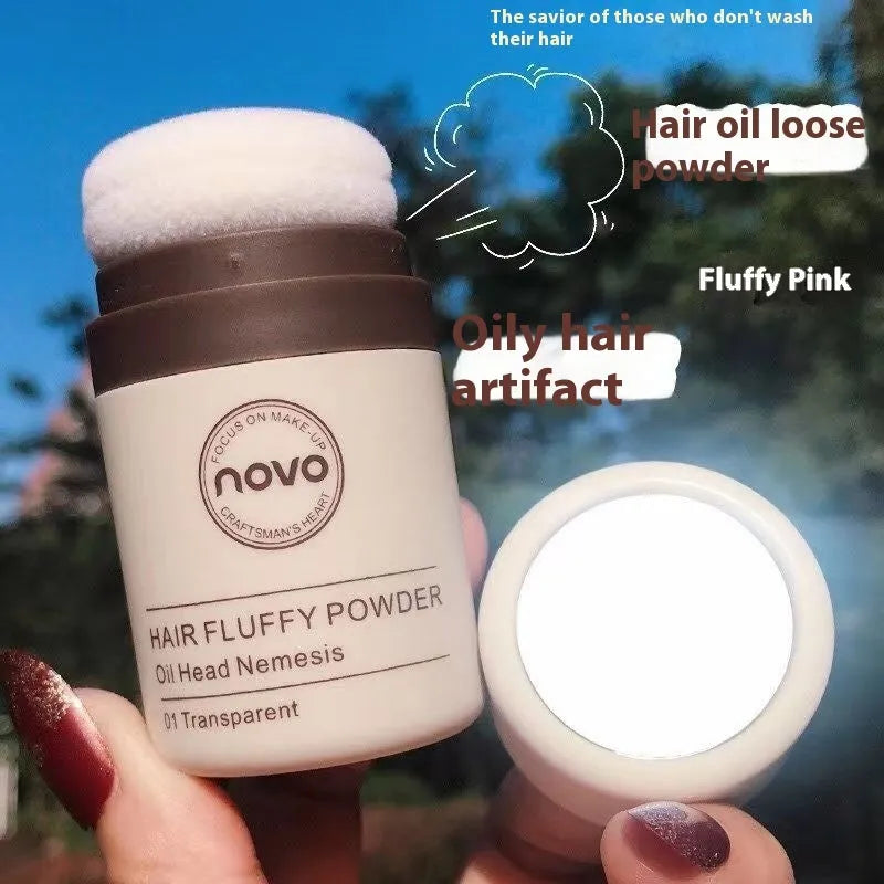 Oil control booster powder for hair and face in four shade variants including brown and dark brown