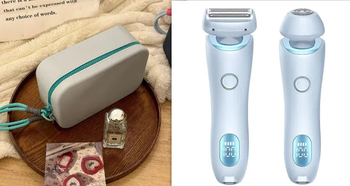 2 in 1 women's electric shaver with square foil and round rotating heads, USB rechargeable, pink colour