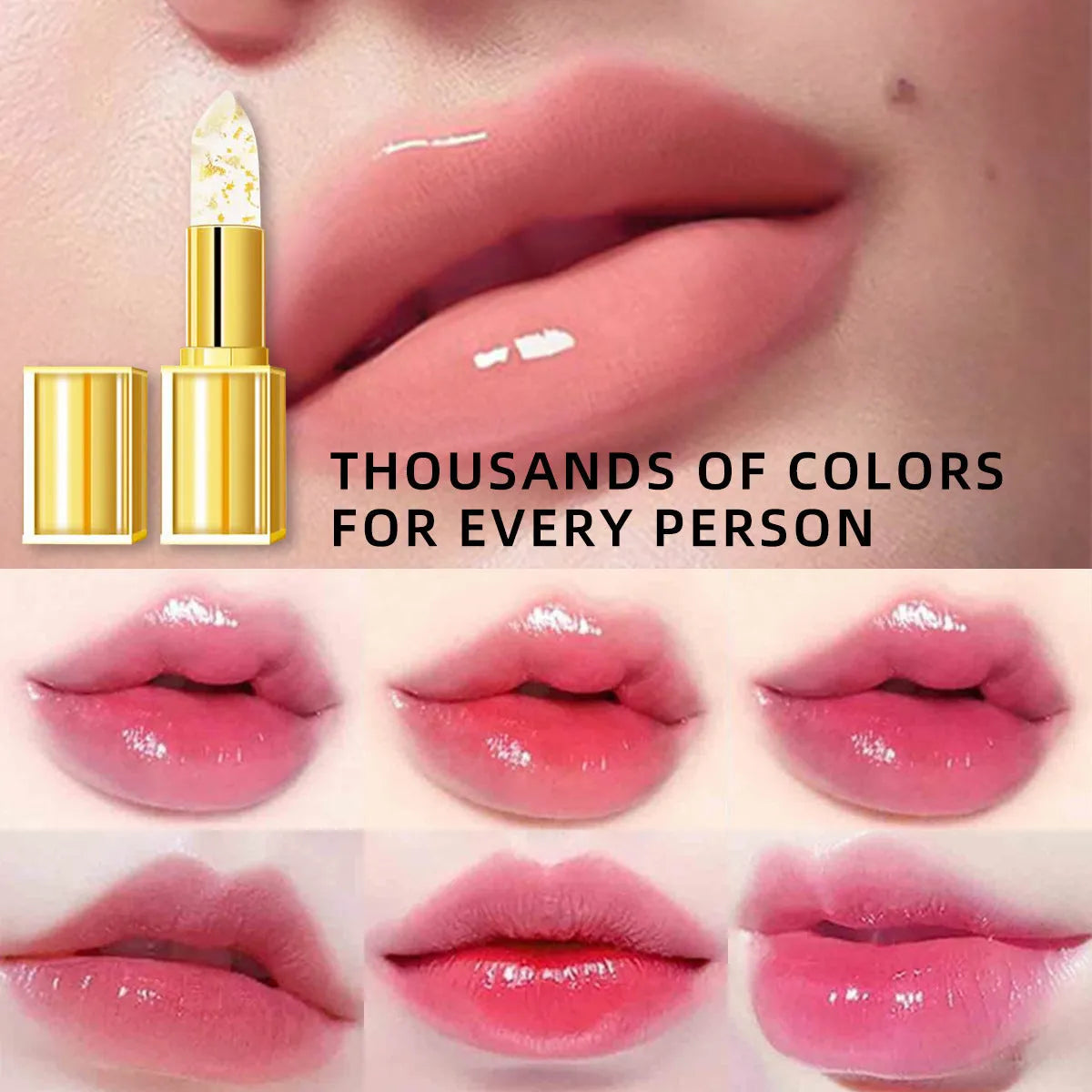Anti-smudge gilding warm colour-changing lipstick YB1001 with golden tones