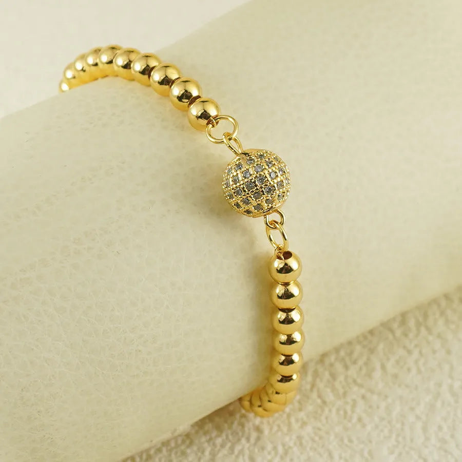 Arabic style women's copper bracelet with heart shape design and round zircon stone decorative elements