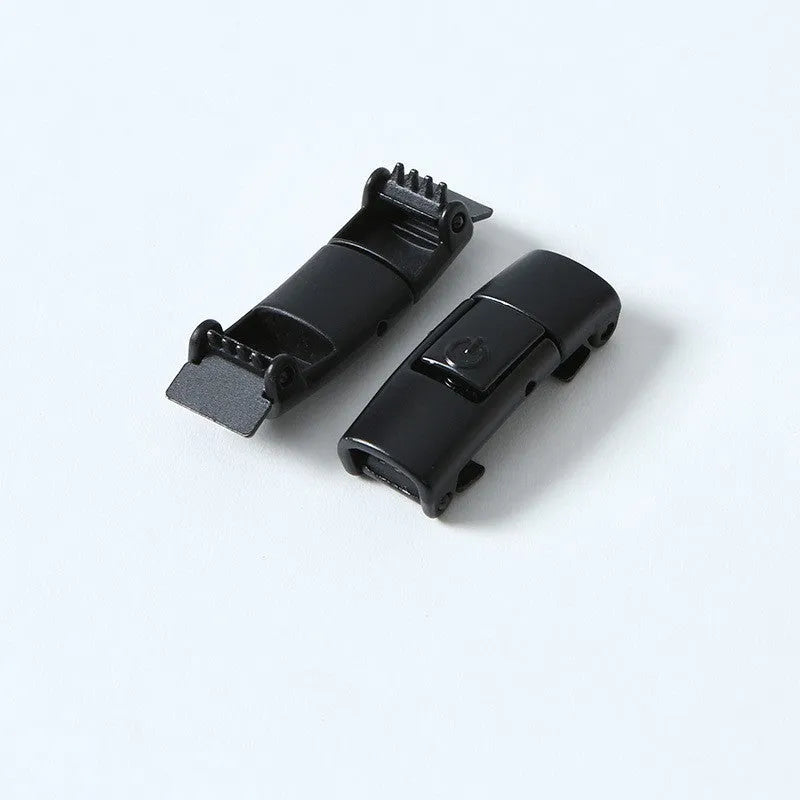 8mm widened flat elastic shoelaces with press lock mechanism in black and white for sneakers