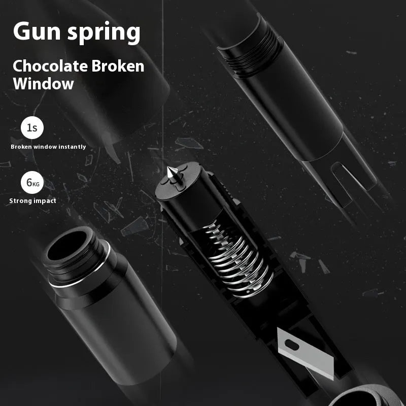 Multifunctional aluminium alloy vehicle window breaking machine with seatbelt cutter in black colour