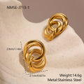Minimalist geometric circle stud earrings in gold, stainless steel with electroplating and 18K purity