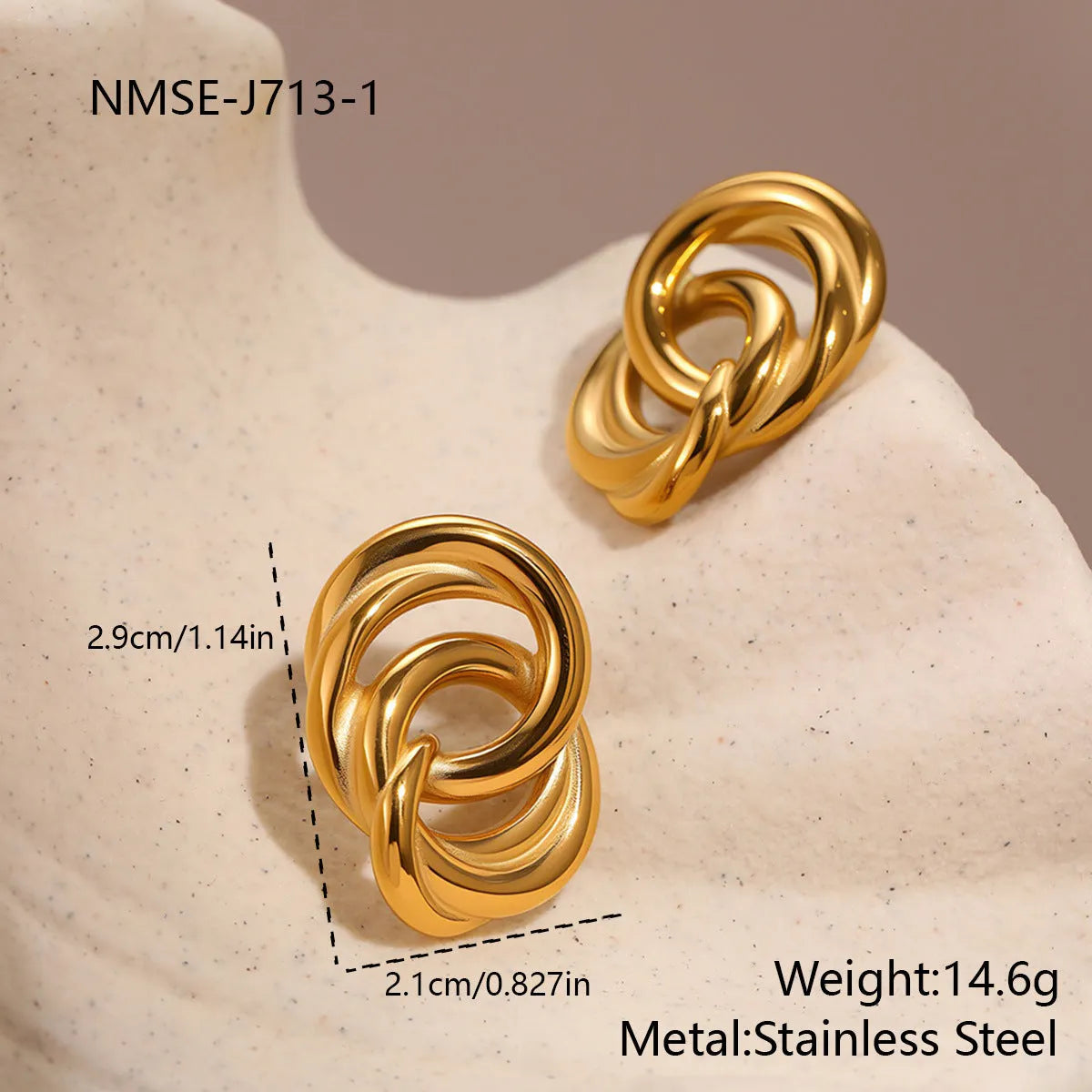Minimalist geometric circle stud earrings in gold, stainless steel with electroplating and 18K purity