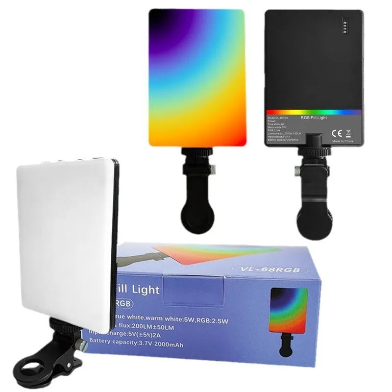 Clip mount LED fill light for mobile phone photography with compact design