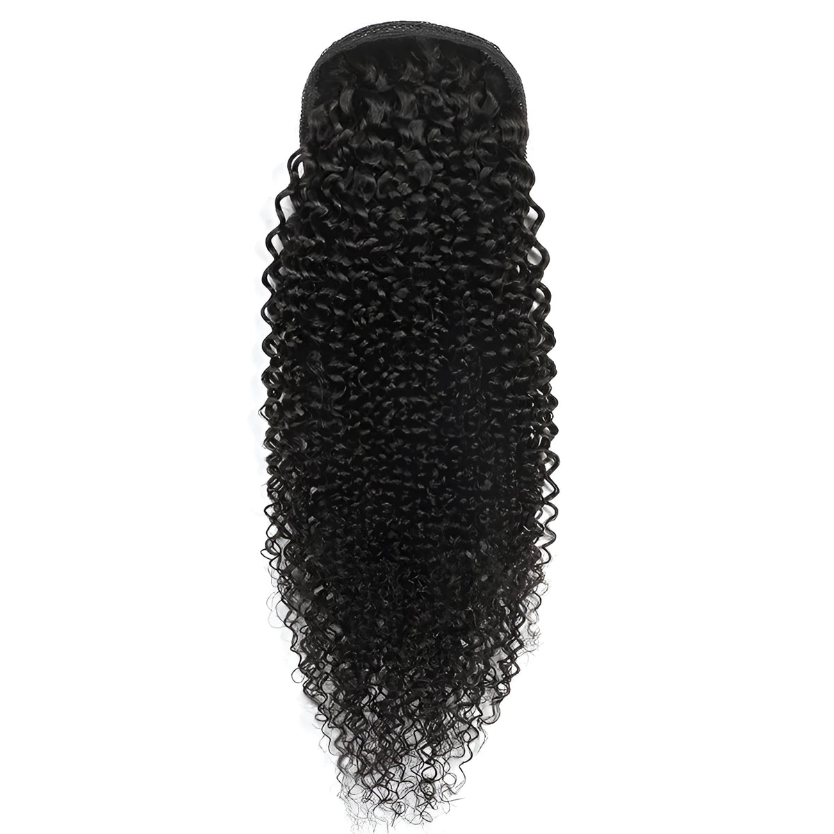 Black real human hair ponytail wig for ladies, dyeable, available in 8 to 26 inch lengths.