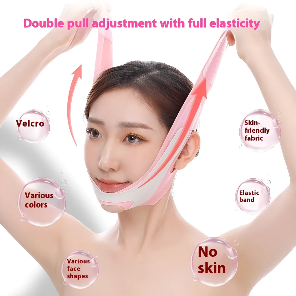 Elastic V face bandage facial contouring tool in pink and black colour options