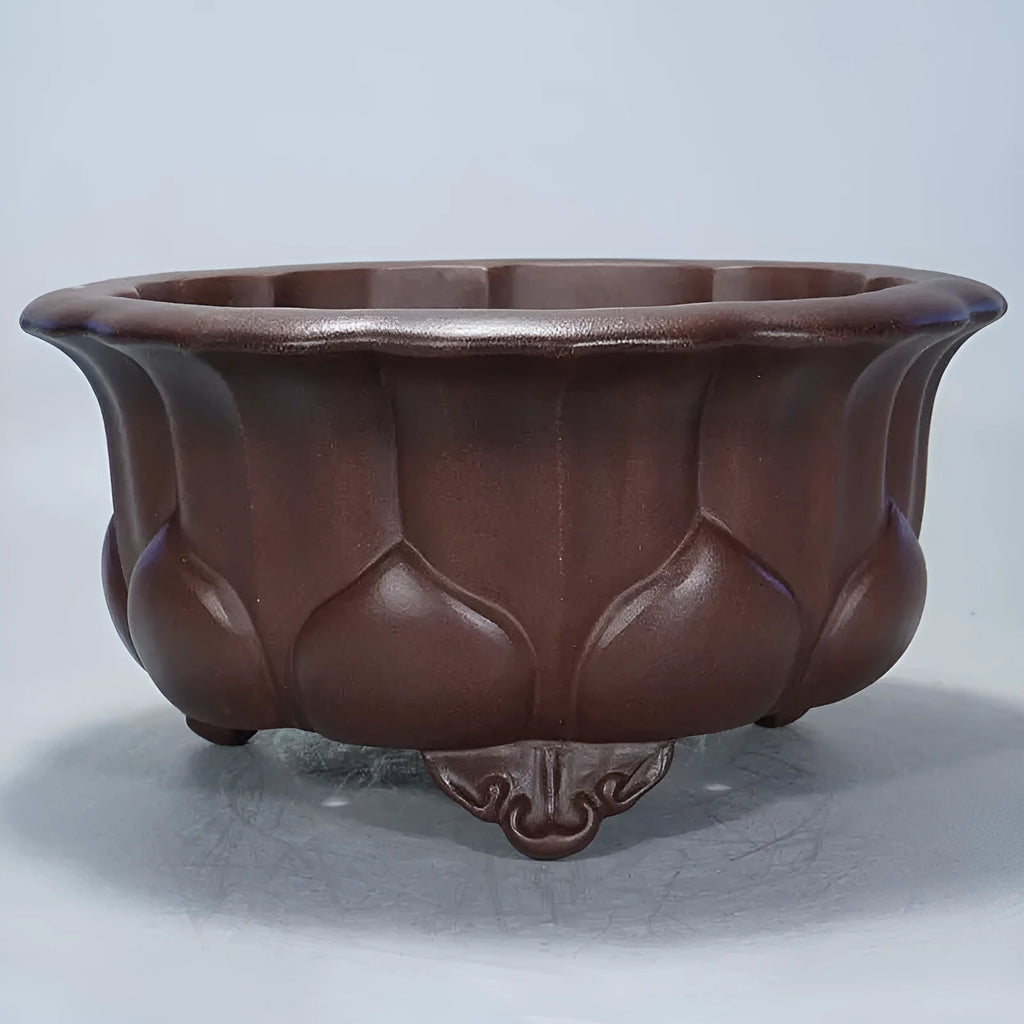 Purple sand succulent flowerpot with Chinese classical petal basin design measuring 37x37x20cm