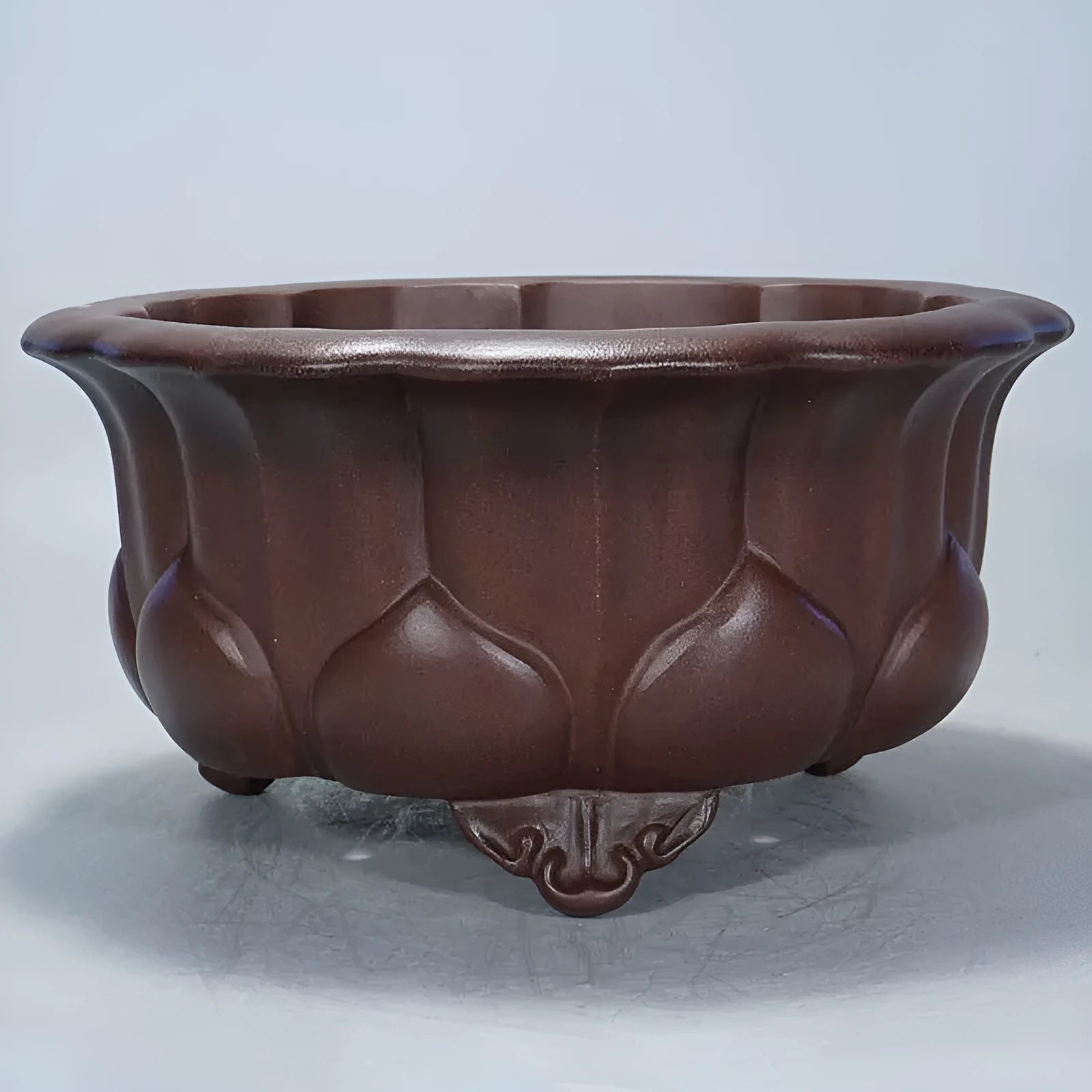 Purple sand succulent flowerpot with Chinese classical petal basin design measuring 37x37x20cm