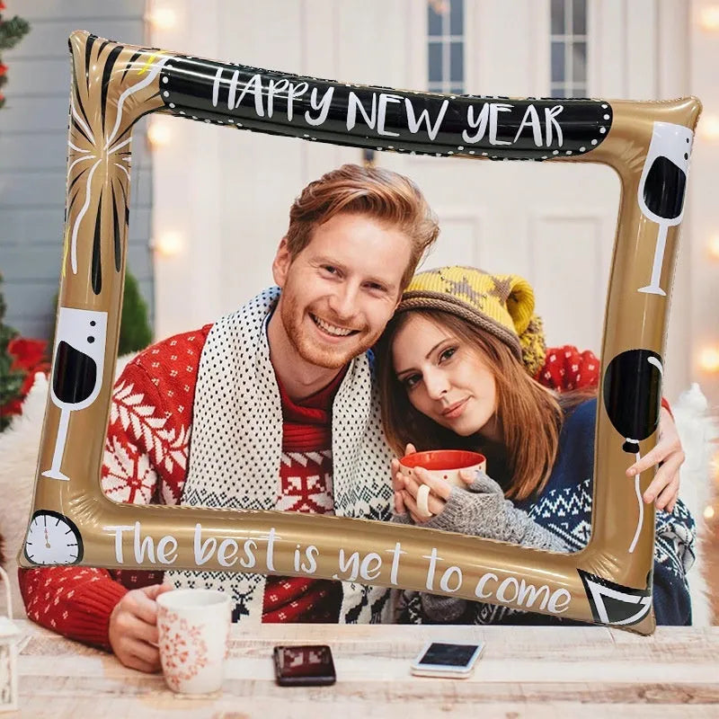 Christmas-themed inflatable PVC photo frame prop for party photography
