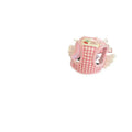 Pink cotton dog harness with chest and back connection points for small breed walking control