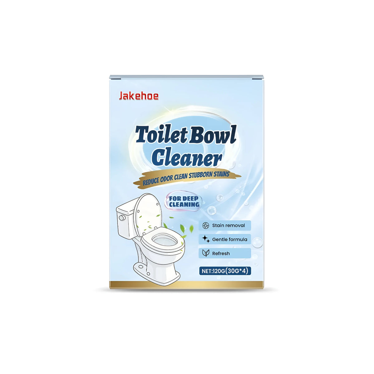 Toilet cleaning powder sachets containing sodium bicarbonate and citric acid formula