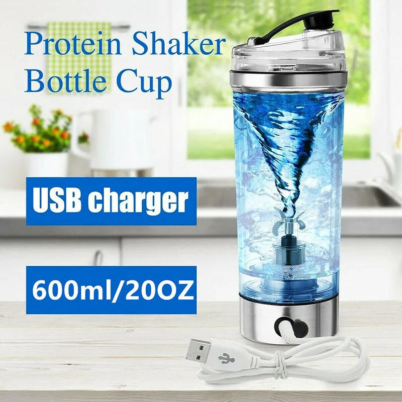 Electric protein shake stirrer USB rechargeable 600ml Type-C stainless steel vortex blender cup