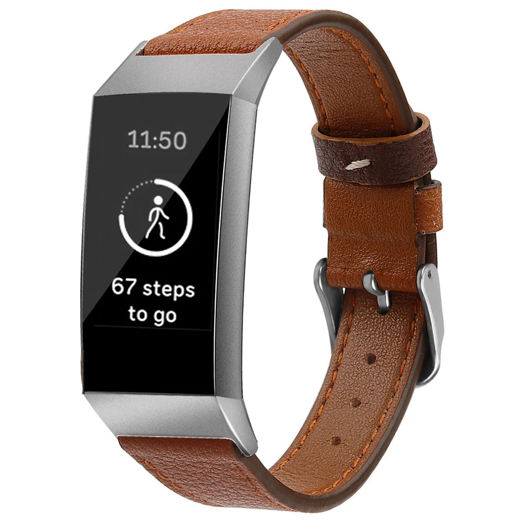 Genuine leather strap for Fitbit Charge 3 and Charge 4, 18mm pointed tail, first layer cowhide, multiple colours