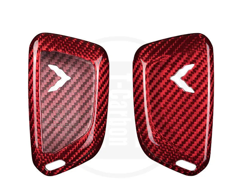 Carbon fibre remote keychain shell for Chevrolet Corvette C8 coupe 2021 in red or black