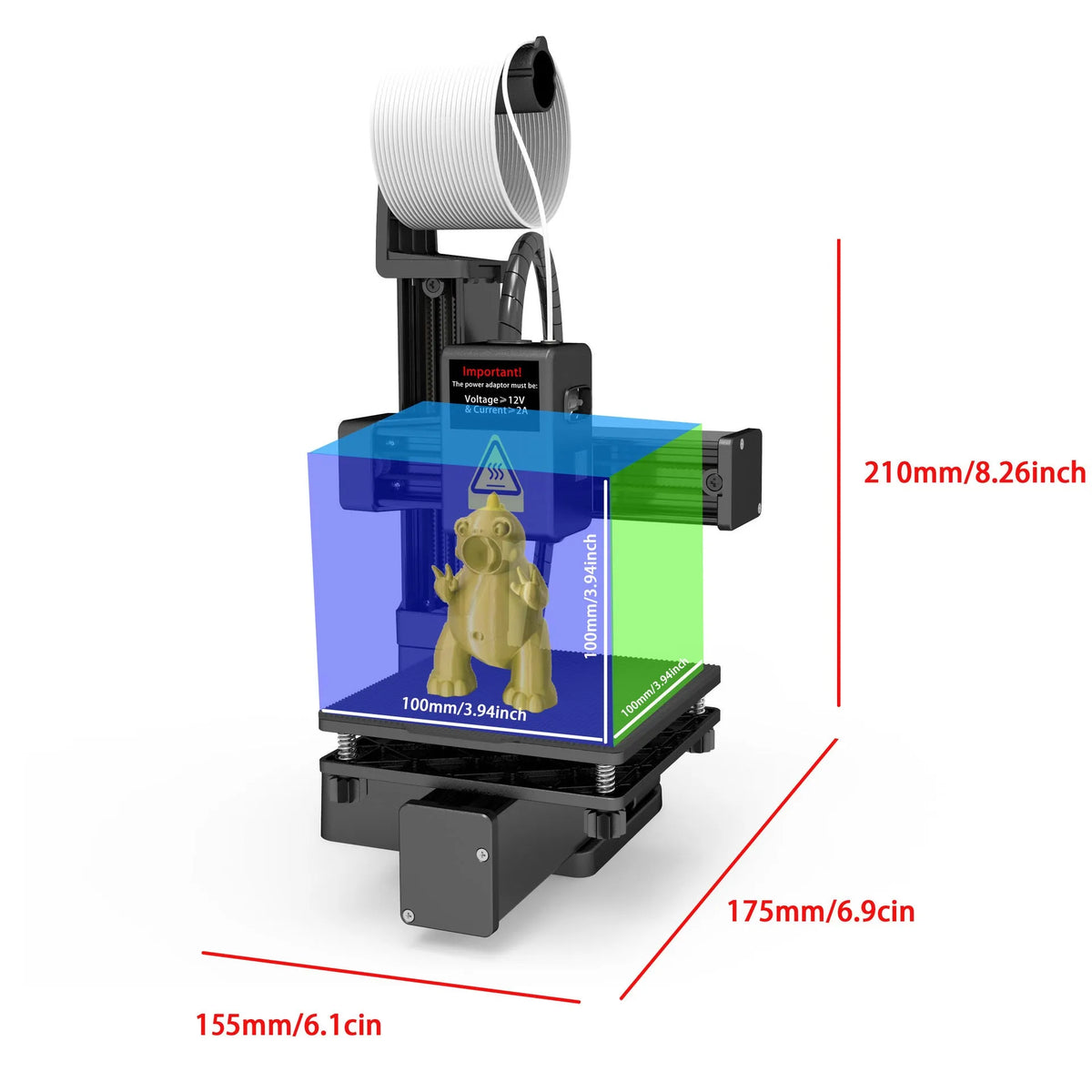White EasyThreed K10 desktop 3D printer with 175mm build volume for TPU and PLA filament