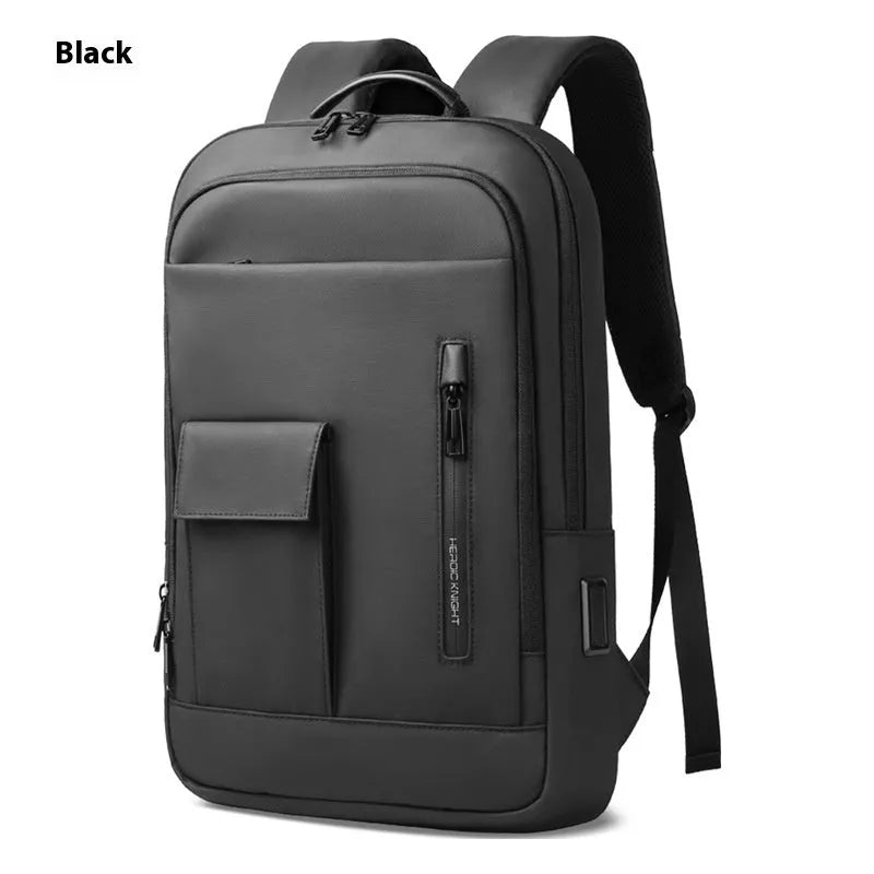Men's Oxford cloth lightweight backpack in solid colour with visible sewing lines