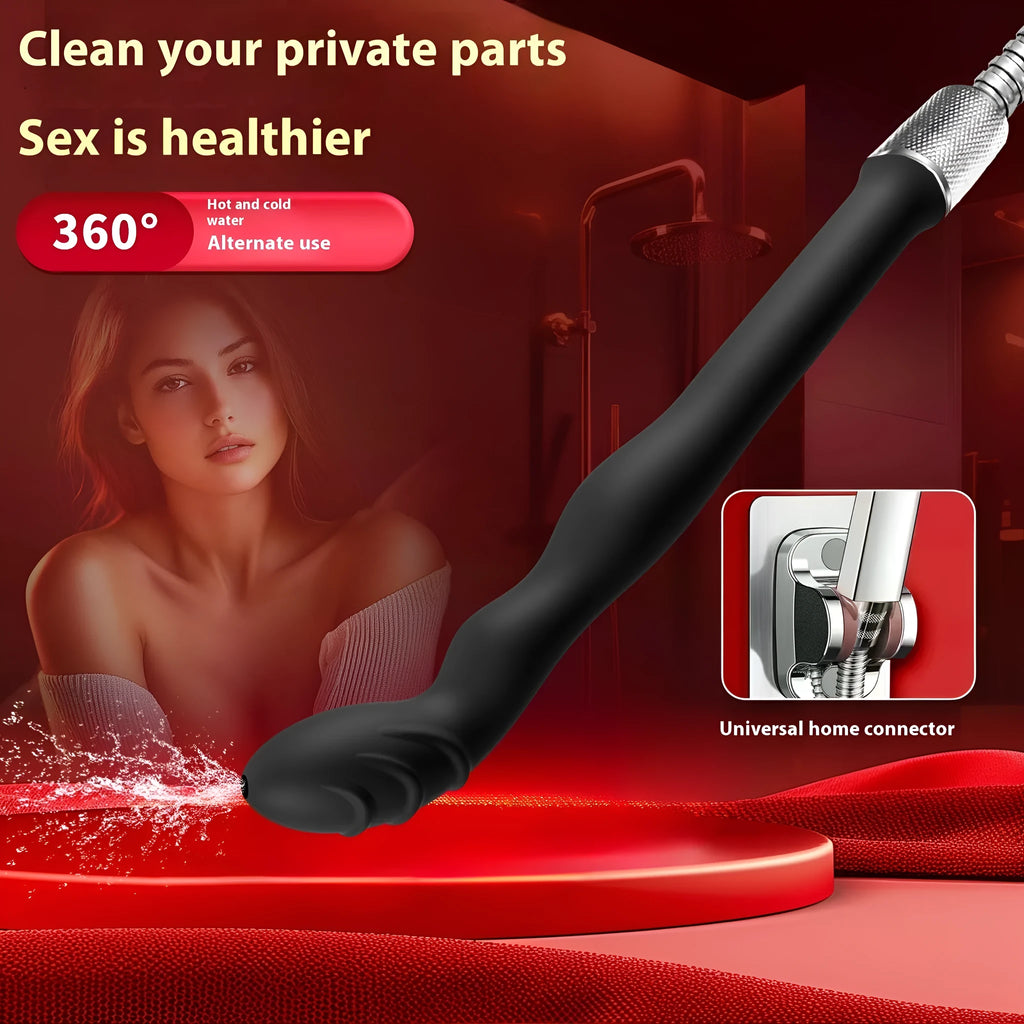 Black silicone sausage filler drain flusher for unblocking sinks, shown in large and small size options.