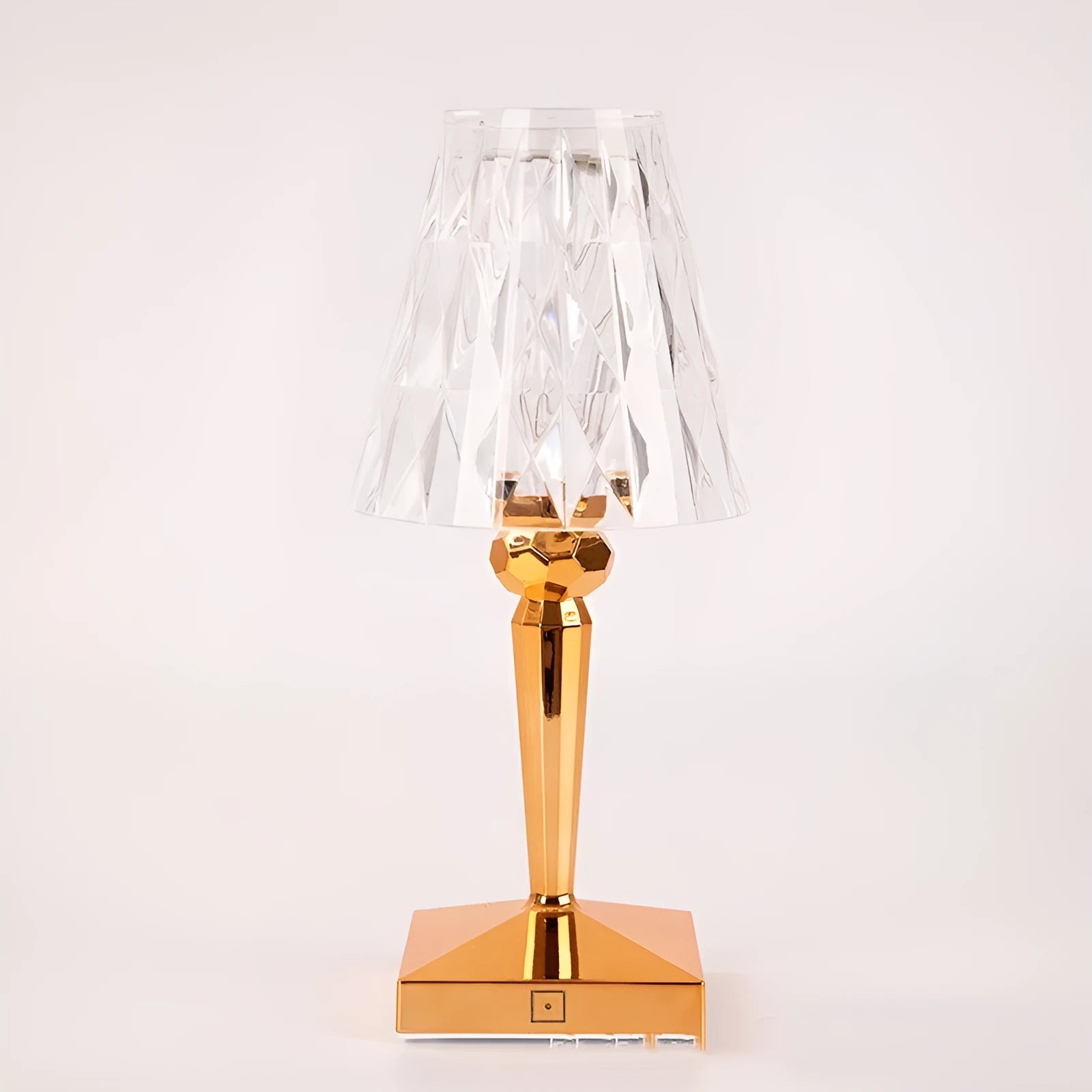 Portable rose gold touch night light with square base and rechargeable dimming