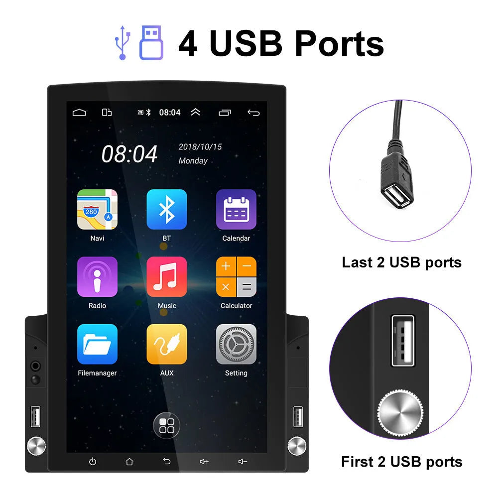 9.7 inch vertical screen Android 10 car MP5 player with offline map, Bluetooth and FM radio