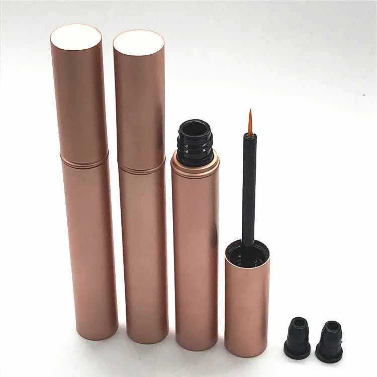 4ml Metal Aluminium Tube Eyeliner Bottle with Rose Gold Paint - 118mm x 15mm Aluminium Powder Gold Eyeliner, Eyelash, Lip Brush Bottle with Black Inner Plug for Cosmetic Use
