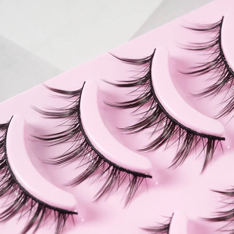Manga style false eyelashes set showing natural wispy 007, 008 and 009 styles for anime cosplay
