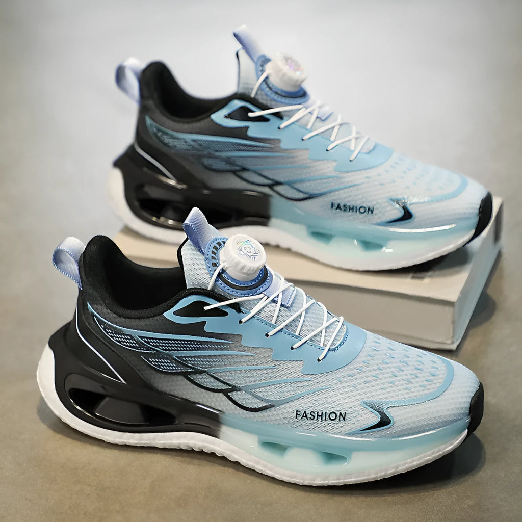 Youth button sneaker in low-top design with rotating button and breathable mesh upper