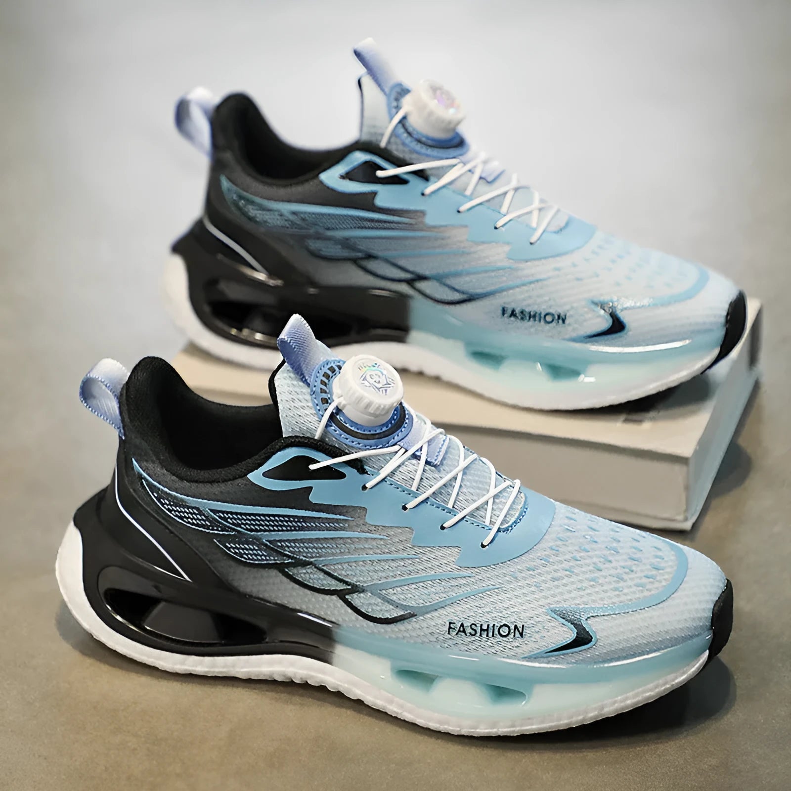 Youth button sneaker in low-top design with rotating button and breathable mesh upper