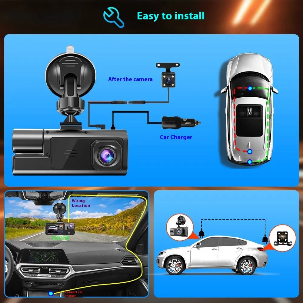 Front or rear car WiFi driving recorder with 2.0 inch screen on dashboard