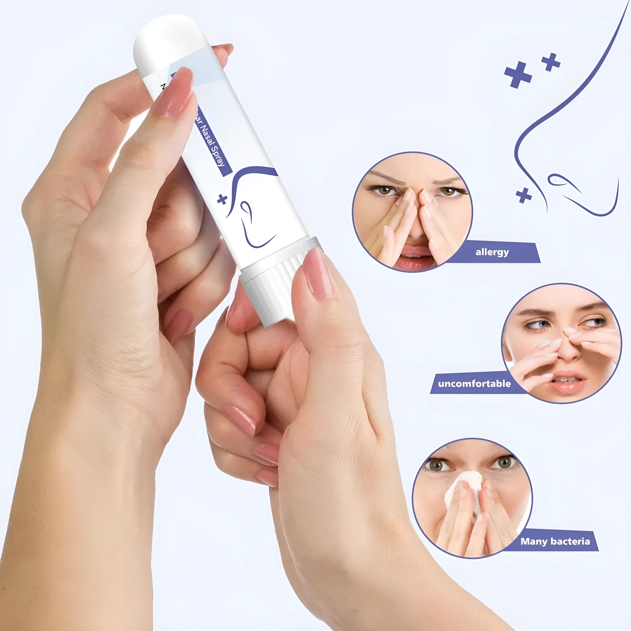 Manual family nasal plunger with soft rubber tip for congestion relief