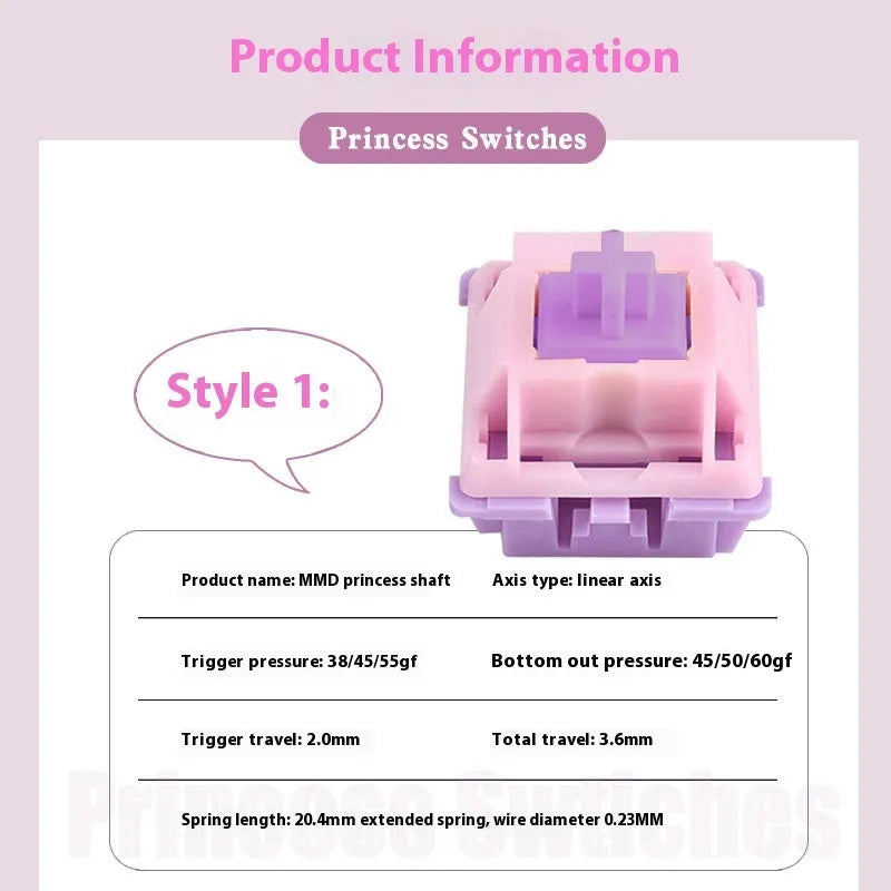 MMD Princess Shaft linear mechanical keyboard switch body with extended spring for custom keyboard builds