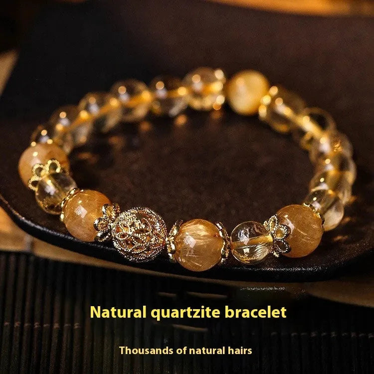 Retro-style lucky bracelet for women in artificial crystal, shown in amethyst gold and yellow gold colour options.