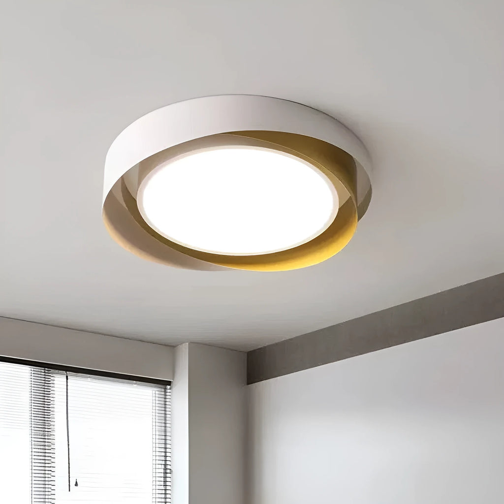 Minimalist bedroom ceiling light with iron body and acrylic shade, 40cm or 50cm diameter, white black colour option