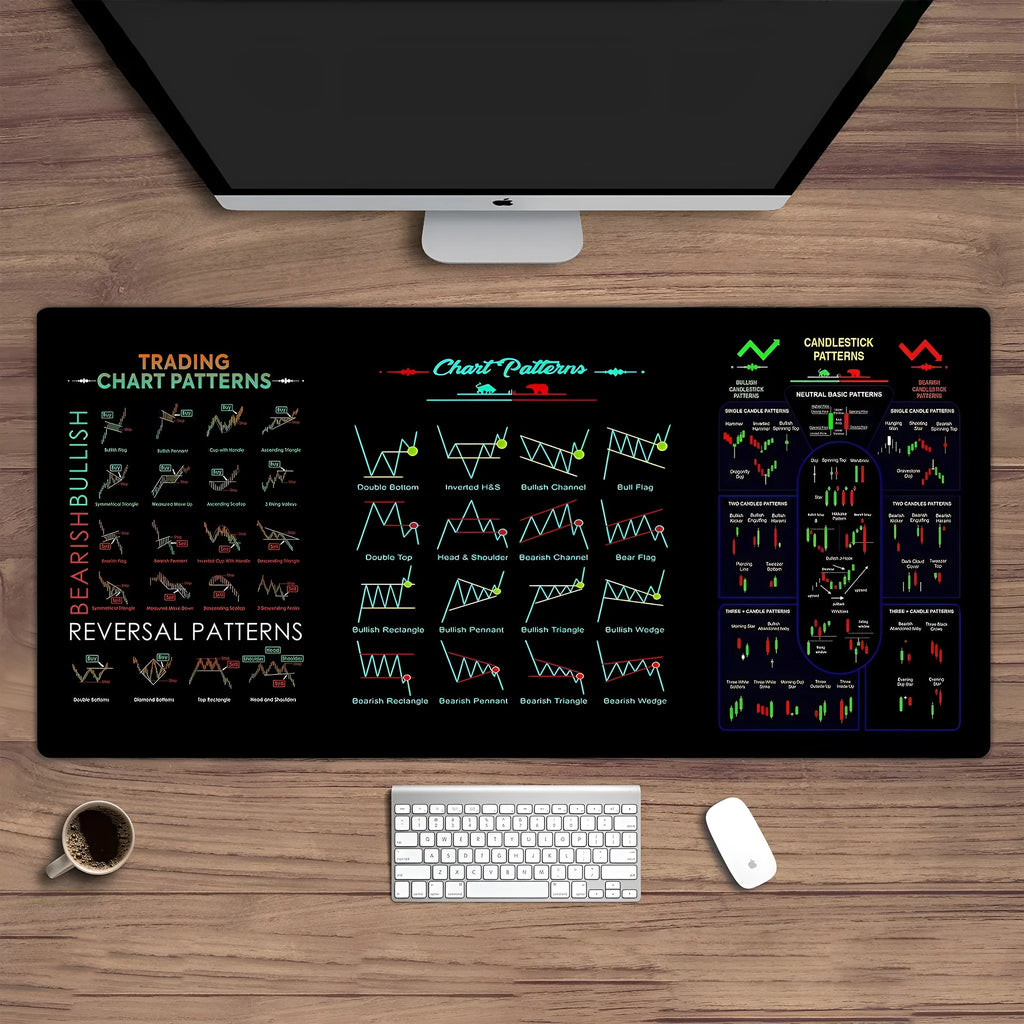 Black rubber desk mouse pad with anti-slip stain-resistant surface showing thermal transfer printed design