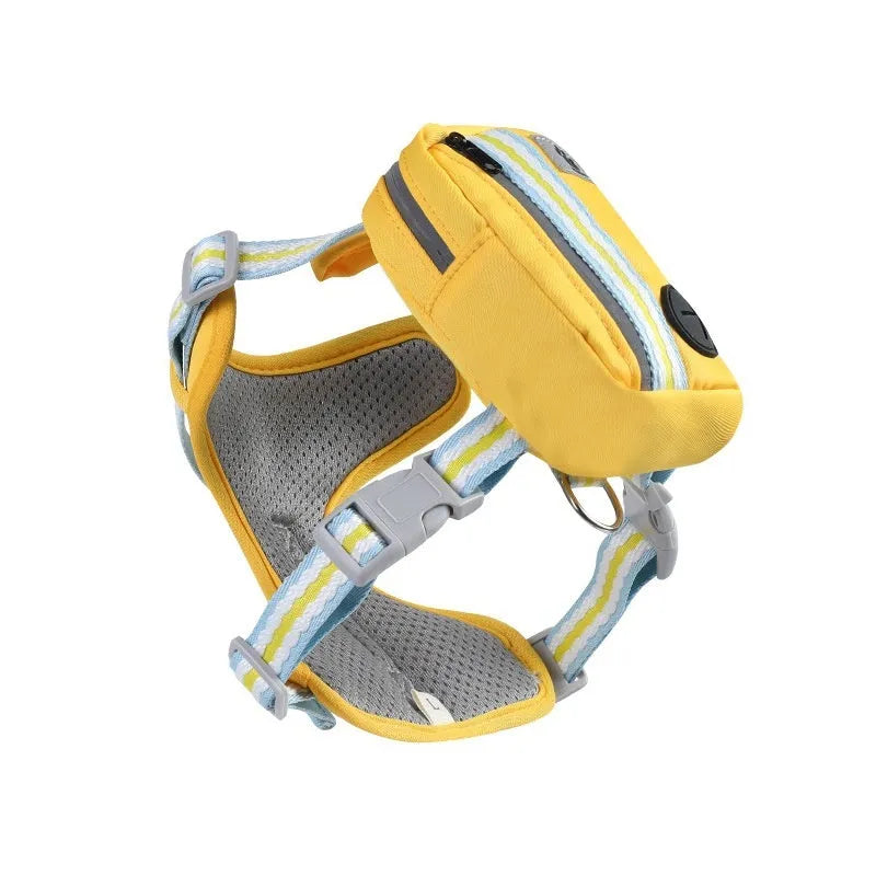 Explosion-proof anti-strangulation dog harness with Oxford cloth traction rope in pink, yellow, green, or lake blue